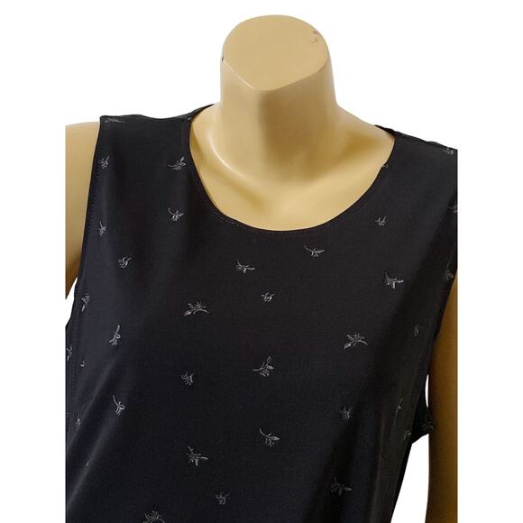 LIZ CLAIBORNE Collection Womens Size XL Black Sleeveless Embroidered Tank Shirt - Picture 5 of 6